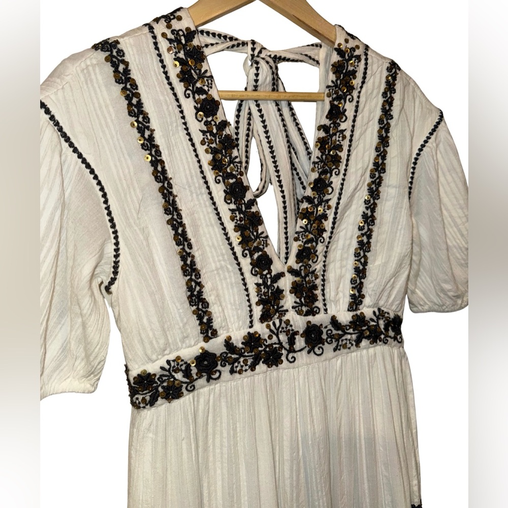 Ulla Johnson Alma Dress Blanc 100% Cotton Gauze 4 Maxi Sequin Embroidered $795 - Picture 7 of 11
